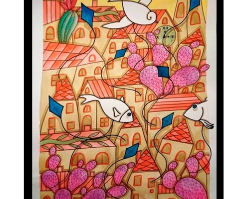 Obra Nopales y Papalotes, del Artista Davide Mantovani
