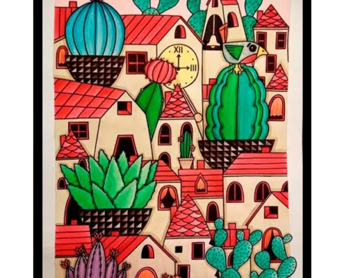 Obra, El Gran Pueblo de los Cactus, del Artista Davide Mantovani