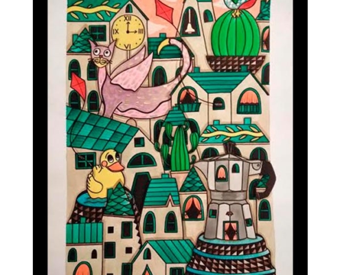 Obra, El Pueblo de mis Amigos 3, del Artista Davide Mantovani