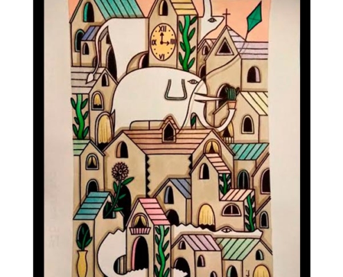 Obra, El Pueblo Pastel, del Artista Davide Mantovani