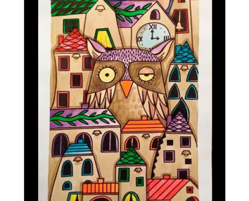 Obra, El Búho y su Luna, del Artista Davide Mantovani