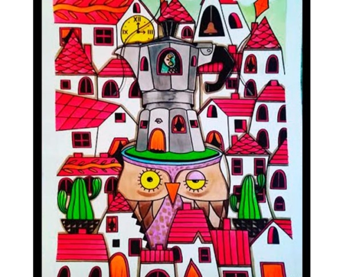 Obra, Gran Pueblo con aroma a café, del Artista Davide Mantovani