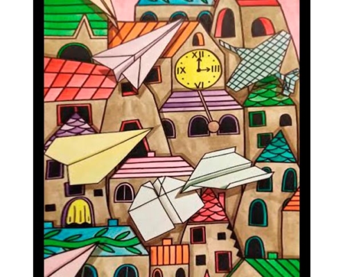 Obra, Los Aviones de Papel, del Artista Davide Mantovani