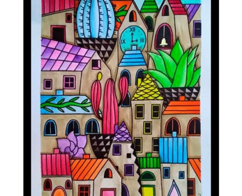 Obra, El Pueblo de los Cactus del Artista Davide Mantovani